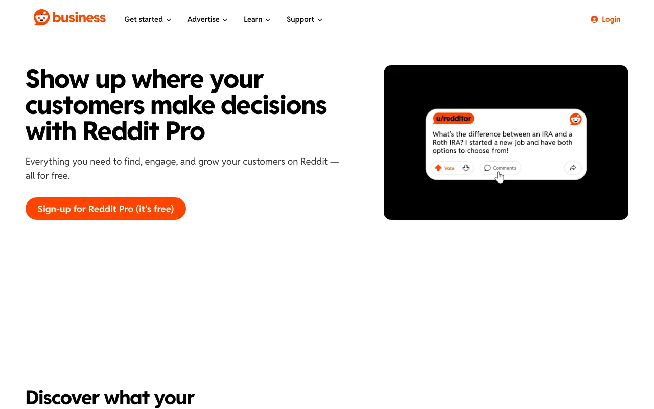 Reddit Pro home page
