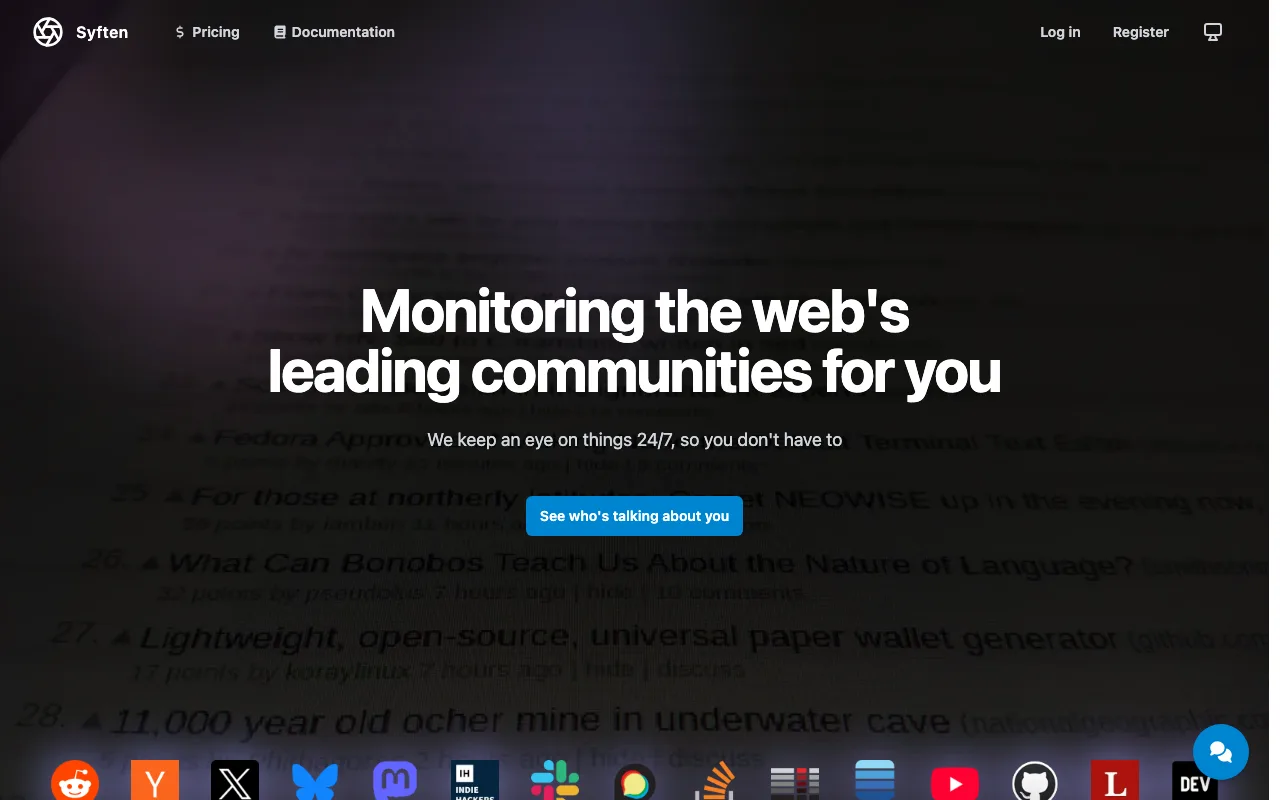 Syften home page